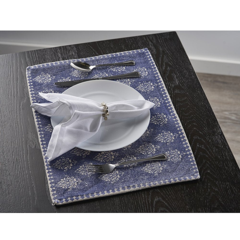 Jubilee Cobalt Blue/Cream Damask Hand-Loomed Placemat, Set of 4