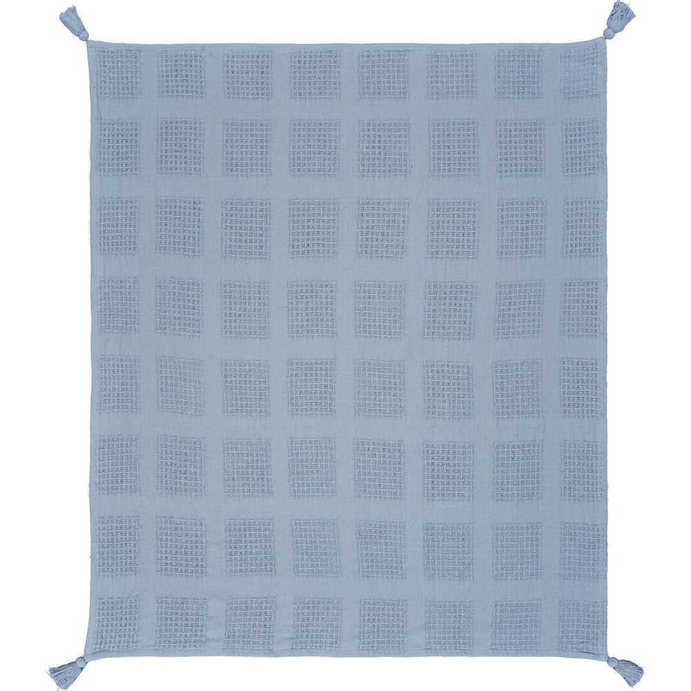 Blue Solid All-Natural Cotton Throw Blanket