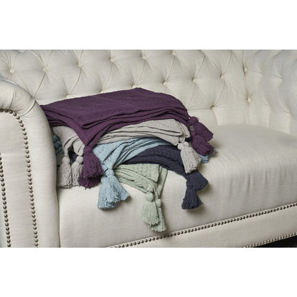 Blue Solid All-Natural Cotton Throw Blanket