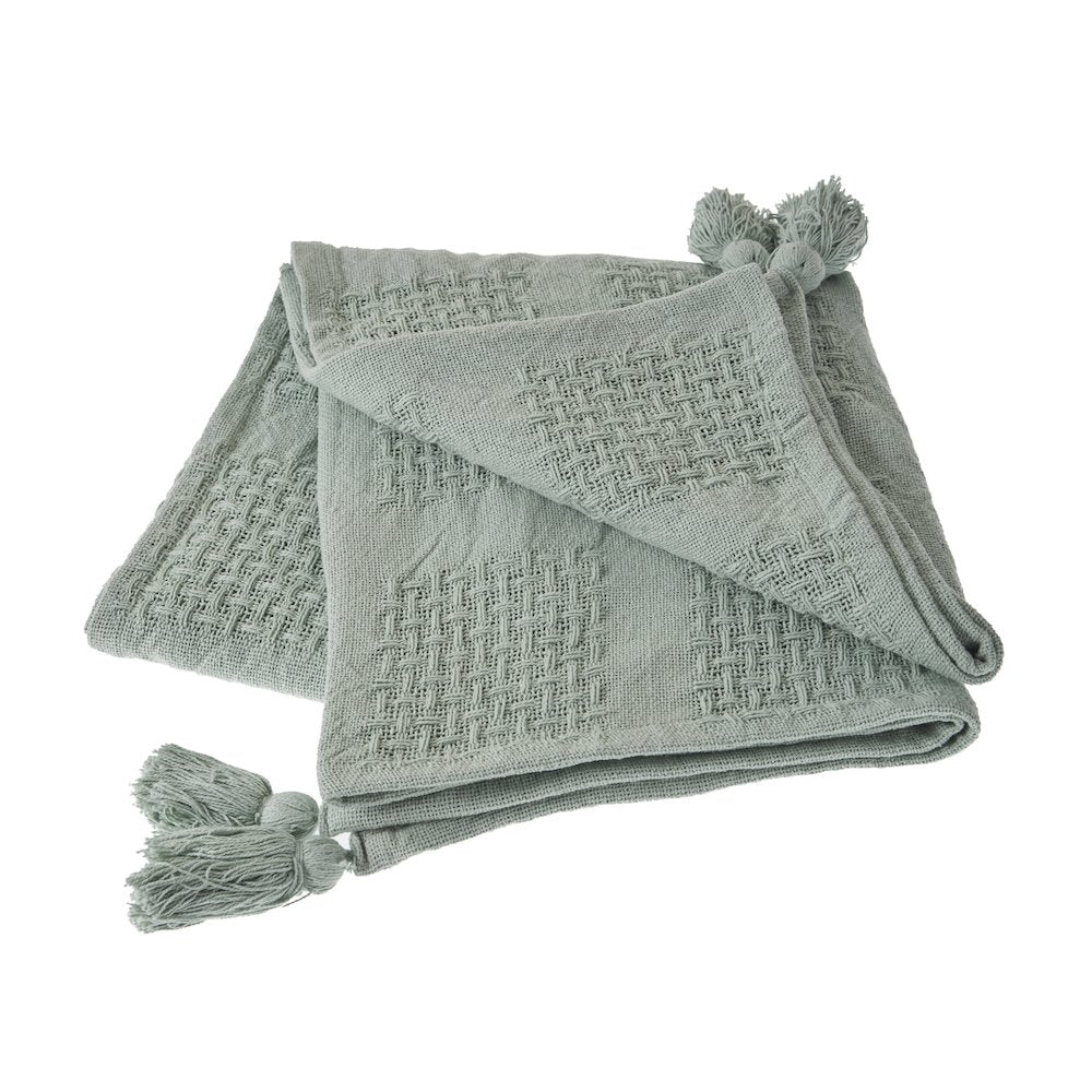 Green Solid All-Natural Cotton Throw Blanket