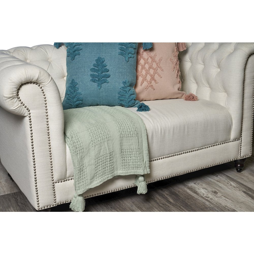 Green Solid All-Natural Cotton Throw Blanket