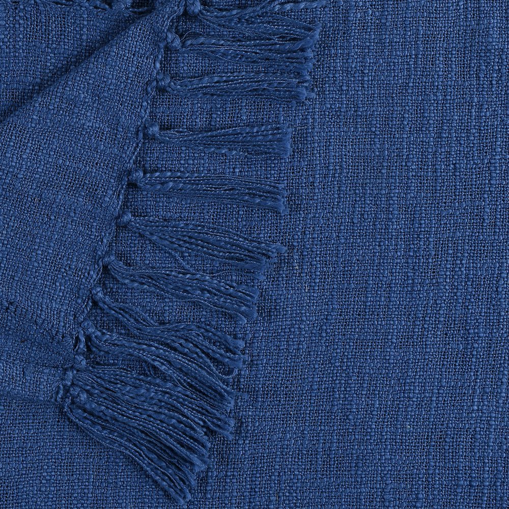 Evette Rios Diamond Tufted All-Natural Cotton Throw Blanket, Navy Blue