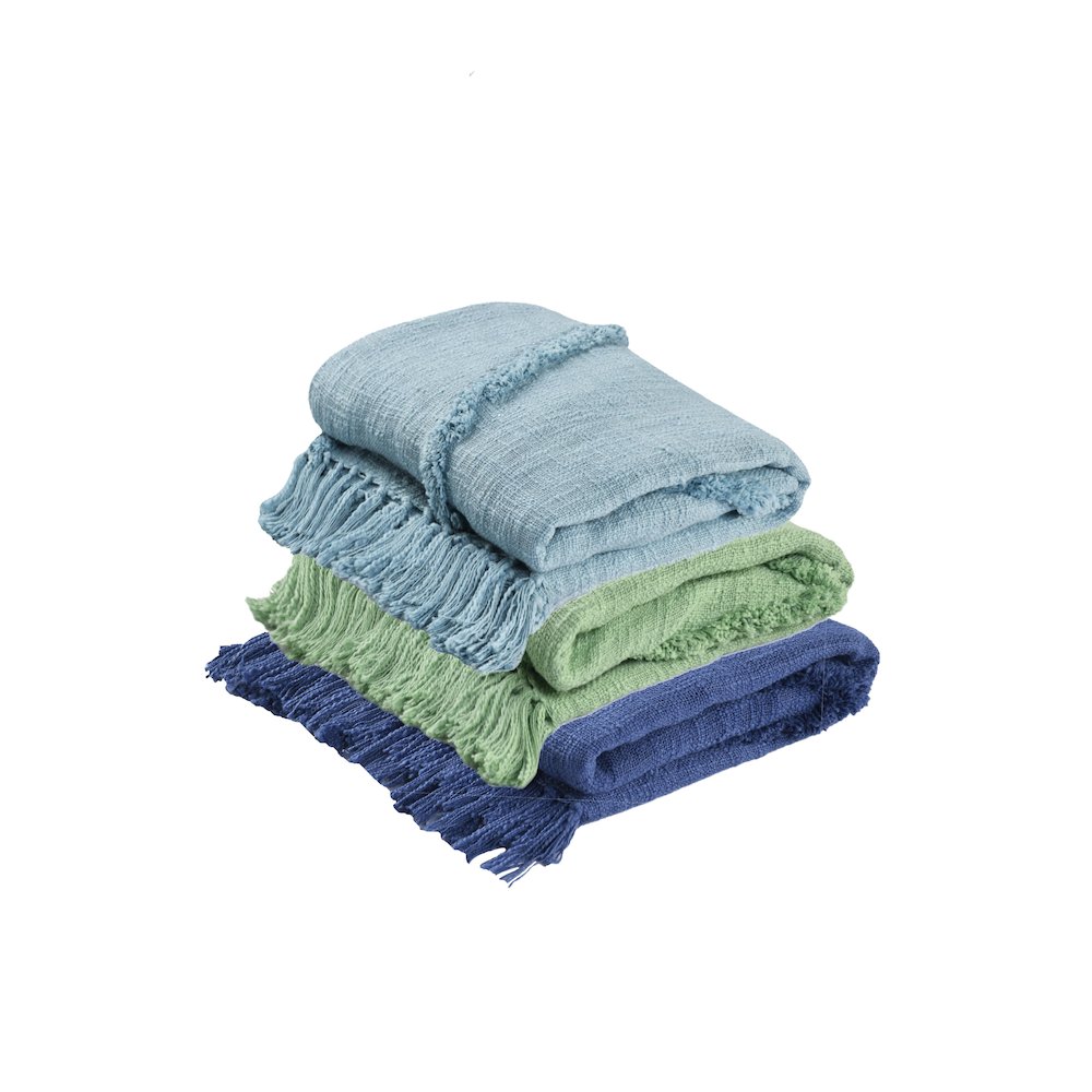 Evette Rios Diamond Tufted All-Natural Cotton Throw Blanket, Navy Blue