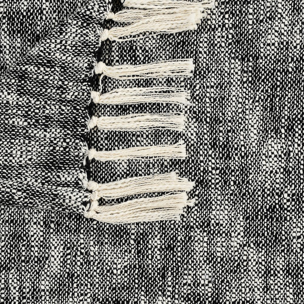 Black/White Distressed Hand-Woven All-Natural Cotton Throw Blanket