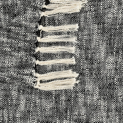 Black/White Distressed Hand-Woven All-Natural Cotton Throw Blanket