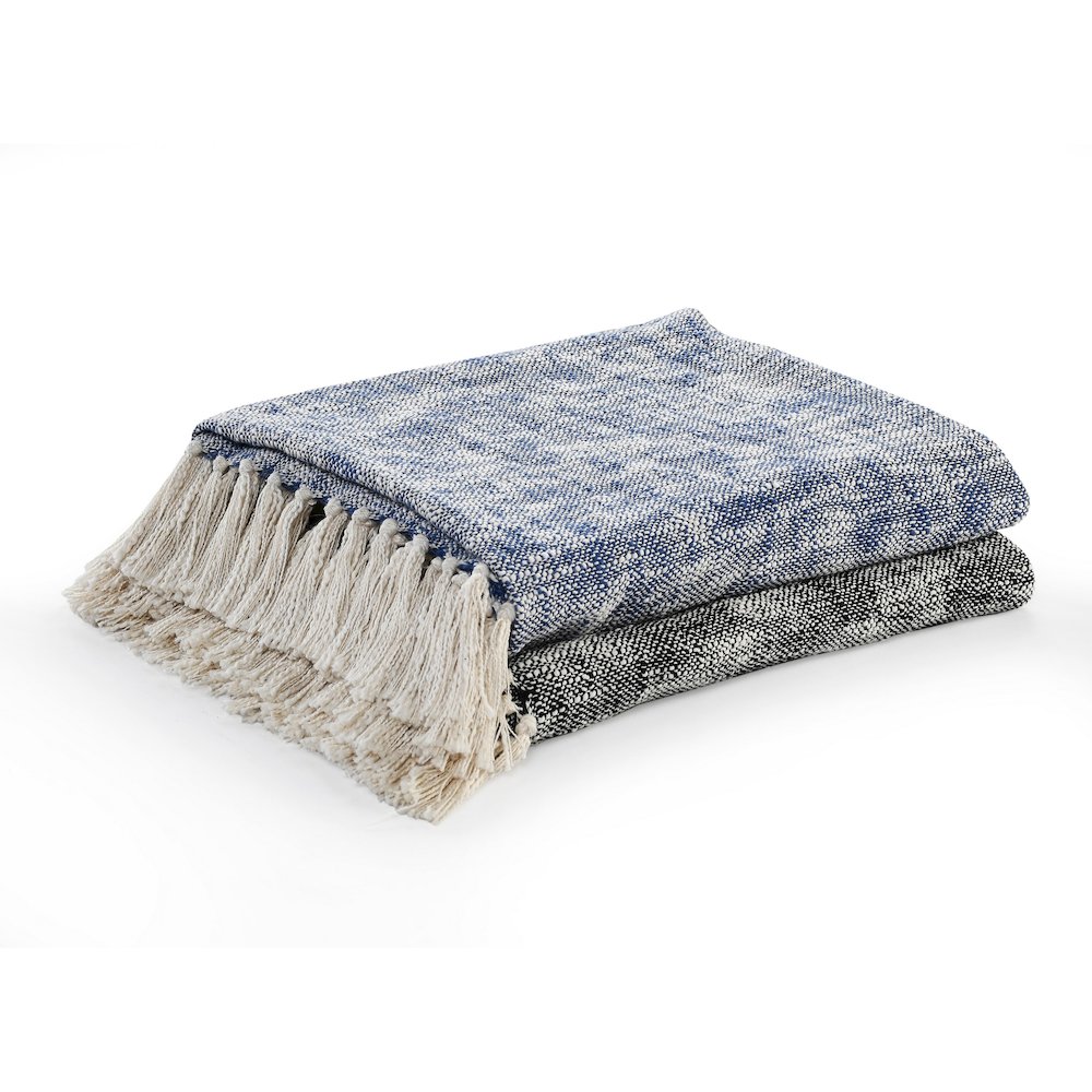 Black/White Distressed Hand-Woven All-Natural Cotton Throw Blanket