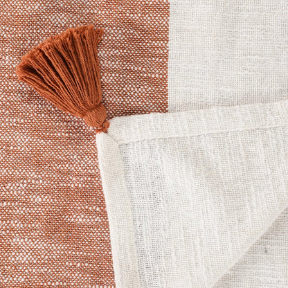 Borderline Striped Hand-Woven All-Natural Cotton Throw Blanket, Orange