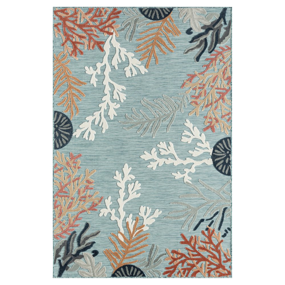 Coral Reef Hi-Low Coastal Blue Indoor Outdoor Area Rug
