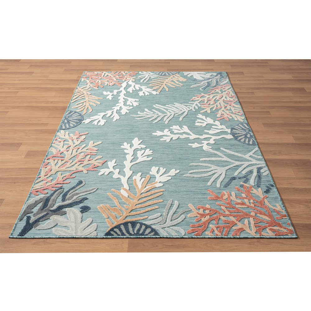 Coral Reef Hi-Low Coastal Blue Indoor Outdoor Area Rug