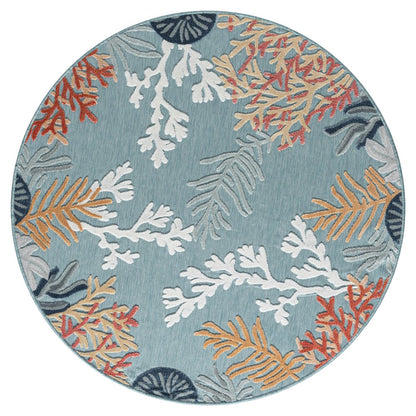 Coral Reef Hi-Low Coastal Blue Indoor Outdoor Area Rug