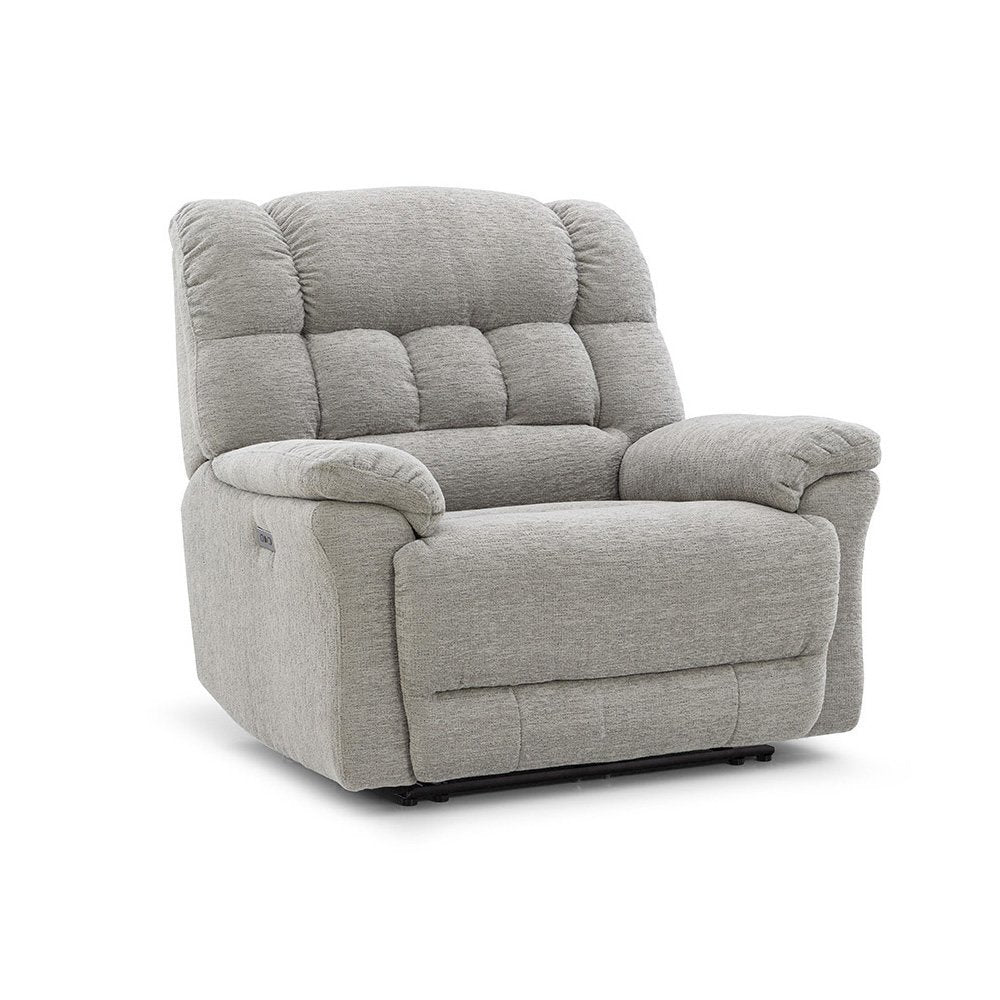 Light Gray Power Recliner Chair Oversized with Electric Recline and USB Port