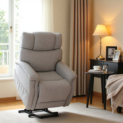 Light Gray Power Lift Recliner Chair for Elderly with USB and Electric Recline