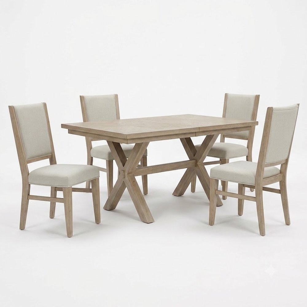 Brentwood 5 Piece Double Pedestal Table Set - Sandstone