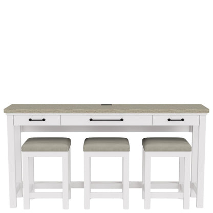 Beige Bar Table and Chairs Set with Counter Stools Set of 3