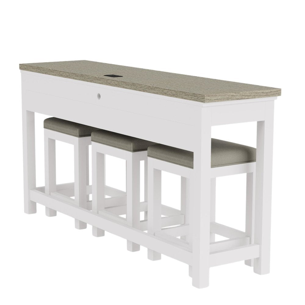 Beige Bar Table and Chairs Set with Counter Stools Set of 3
