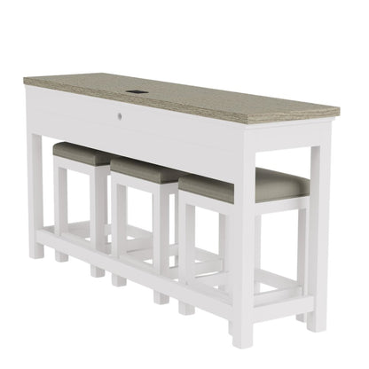 Beige Bar Table and Chairs Set with Counter Stools Set of 3