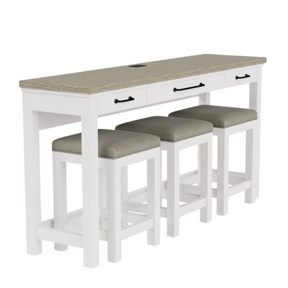 Beige Bar Table and Chairs Set with Counter Stools Set of 3