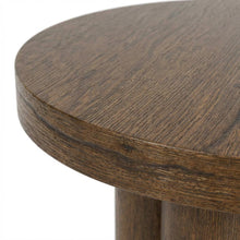 Brown Round End Table with Pedestal Base for Living Room Corners