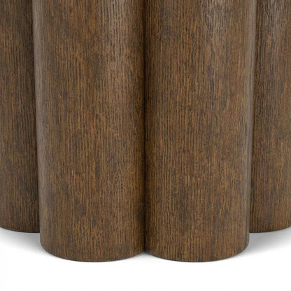 Brown Round End Table with Pedestal Base for Living Room Corners