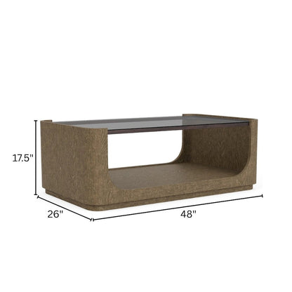 Brown Cocktail Table, Hardwoods & Oak Veneers, Rolling Casters