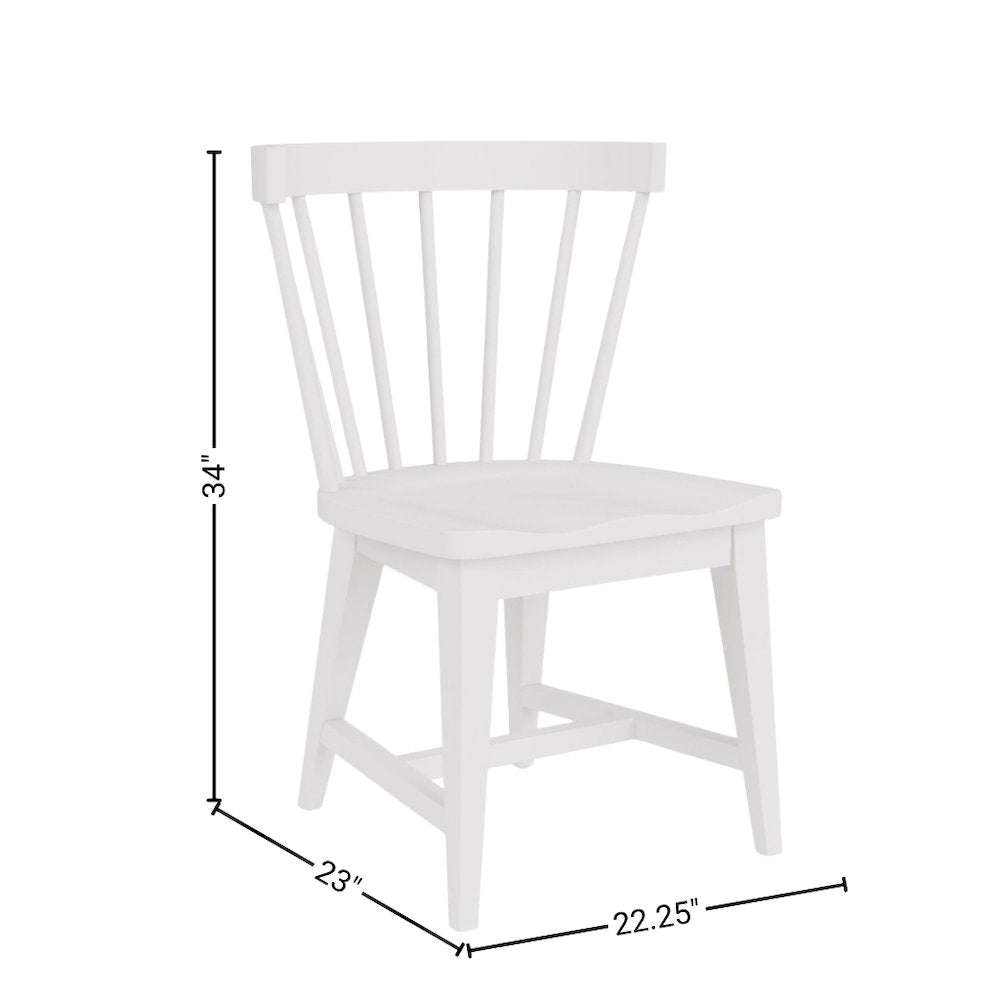 White Spindle Chair with Wood Frame – Elegant Dining Room Seating Option, Set of 2
