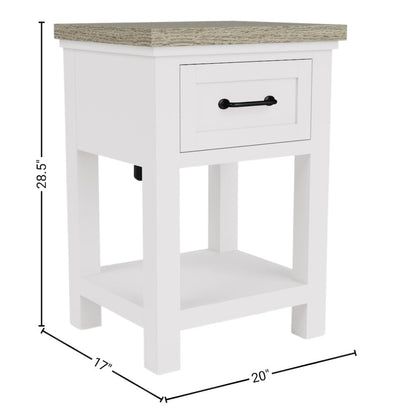 Wood Nightstand with Drawer – Beige End Table Bedroom Accent Storage