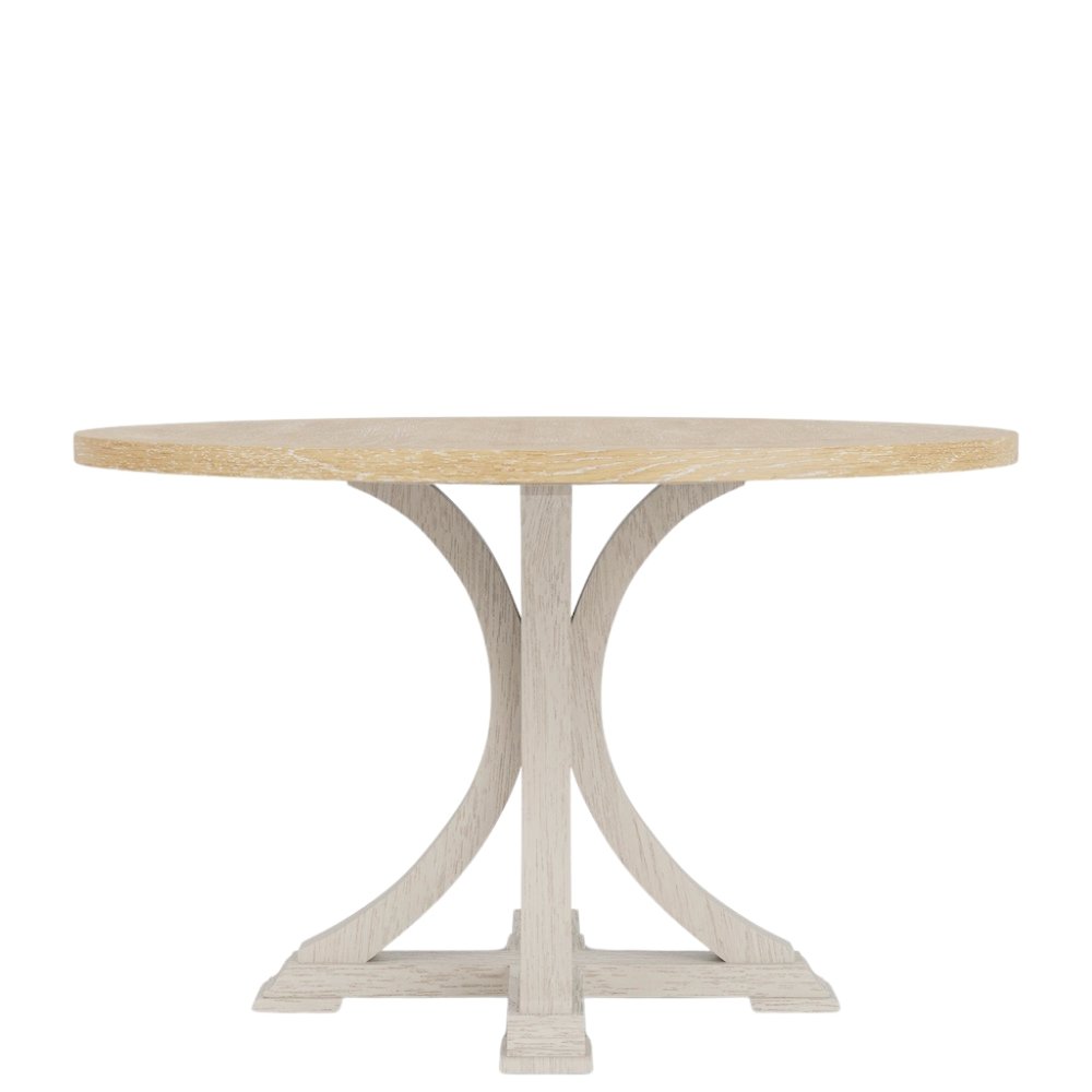 Beige Round Wood Dining Table, 48 Inch Round Table for 4 in Farmhouse Style