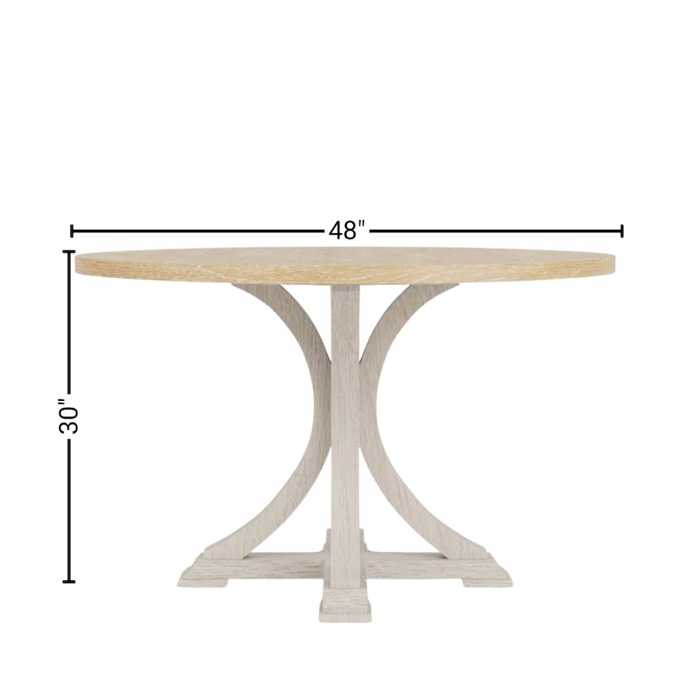 Beige Round Wood Dining Table, 48 Inch Round Table for 4 in Farmhouse Style