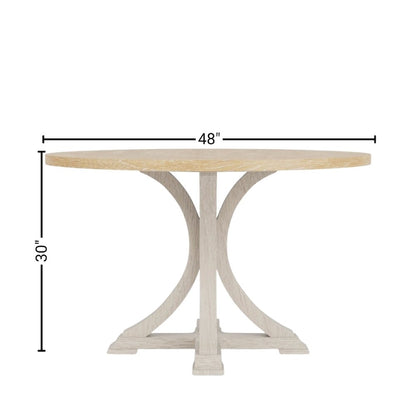 Beige Round Wood Dining Table, 48 Inch Round Table for 4 in Farmhouse Style