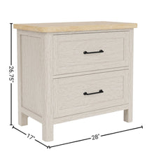 Wood Nightstand with 2 Drawers – Beige End Table Bedroom Accent Storage