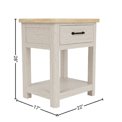 Wood Nightstand with Drawer – Beige End Table Bedroom Accent Storage