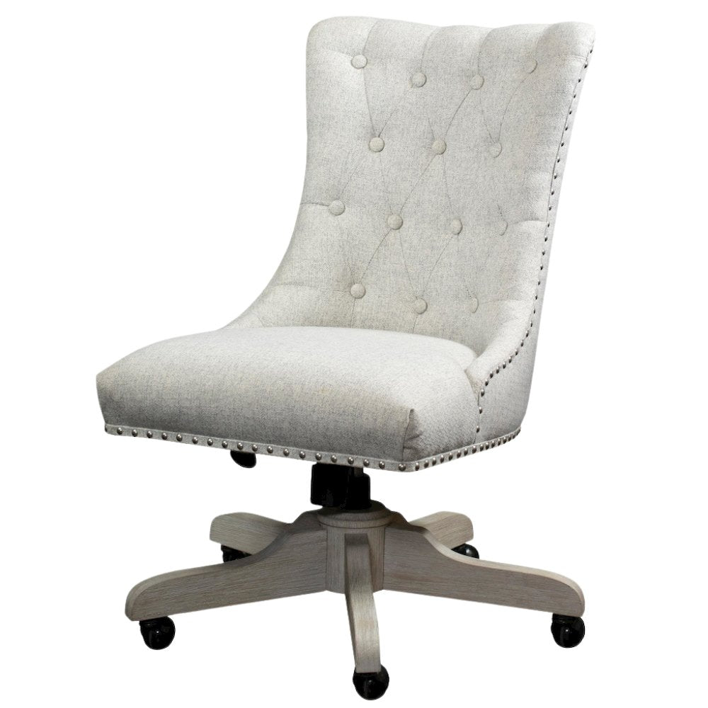 Brown Upholstered Swivel Chair – Armless Desk Chair for Office Work