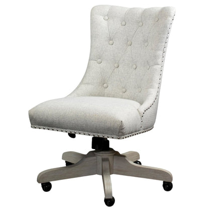 Brown Upholstered Swivel Chair – Armless Desk Chair for Office Work
