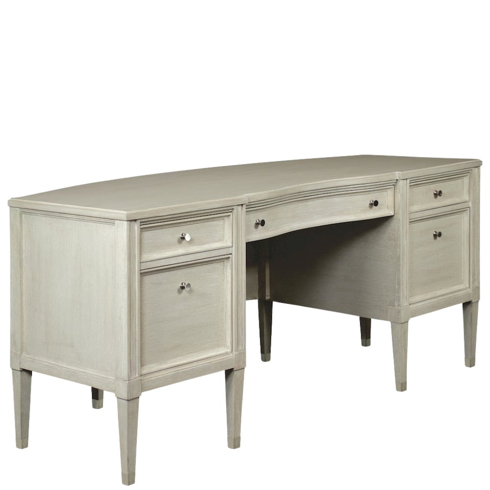 Executive Wood Desk with 5 Drawers – Traditional Office Desk in Brown Finish