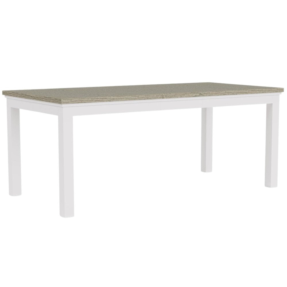 Beige Farmhouse Dining Table for 6, Wooden Rectangle Kitchen Table
