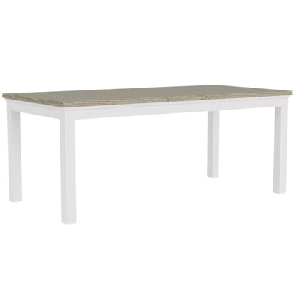 Beige Farmhouse Dining Table for 6, Wooden Rectangle Kitchen Table