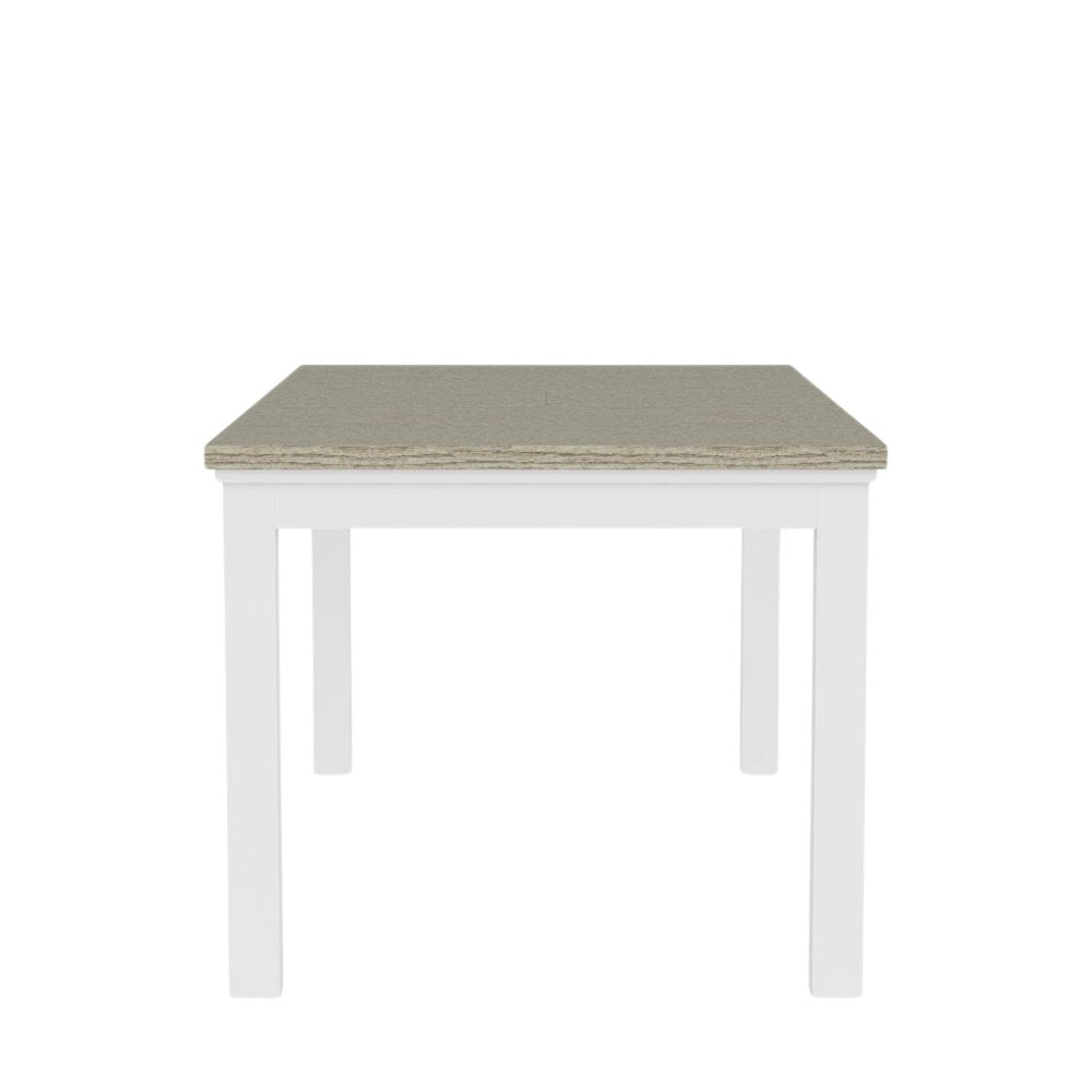 Beige Farmhouse Dining Table for 6, Wooden Rectangle Kitchen Table