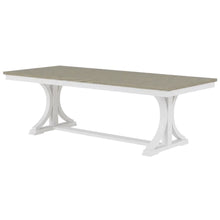 Beige Farmhouse Dining Table for 6, Wooden Trestle Kitchen Table