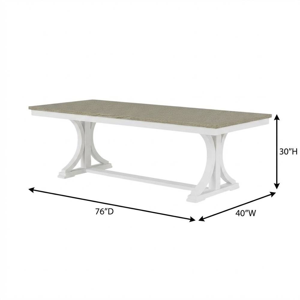 Beige Farmhouse Dining Table for 6, Wooden Trestle Kitchen Table