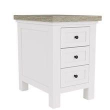 Beige Wooden 3 Drawer End Table Nightstand with Drawers Bedside Table