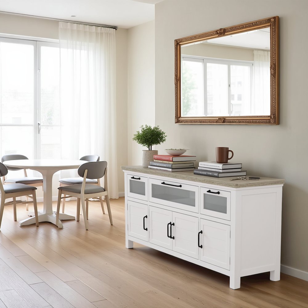 Cream Wood Sideboard Cabinet Buffet Cabinet Credenza Console Table