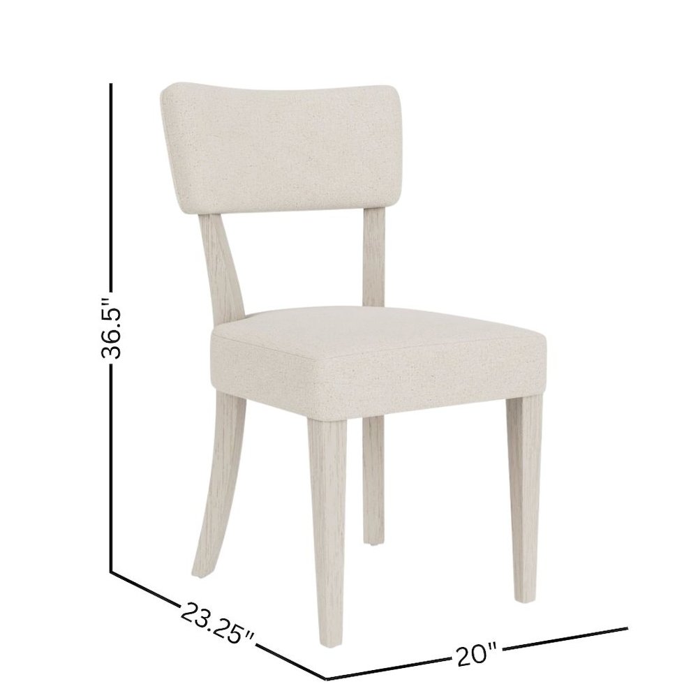 Beige Upholstered Dining Chair, Wood Dining Chair with Curved Back, Set of 2