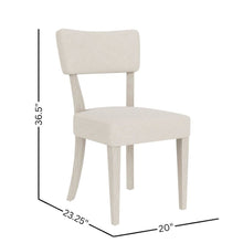 Beige Upholstered Dining Chair, Wood Dining Chair with Curved Back, Set of 2