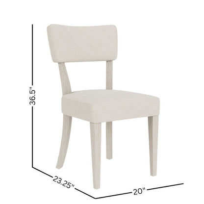 Beige Upholstered Dining Chair, Wood Dining Chair with Curved Back, Set of 2