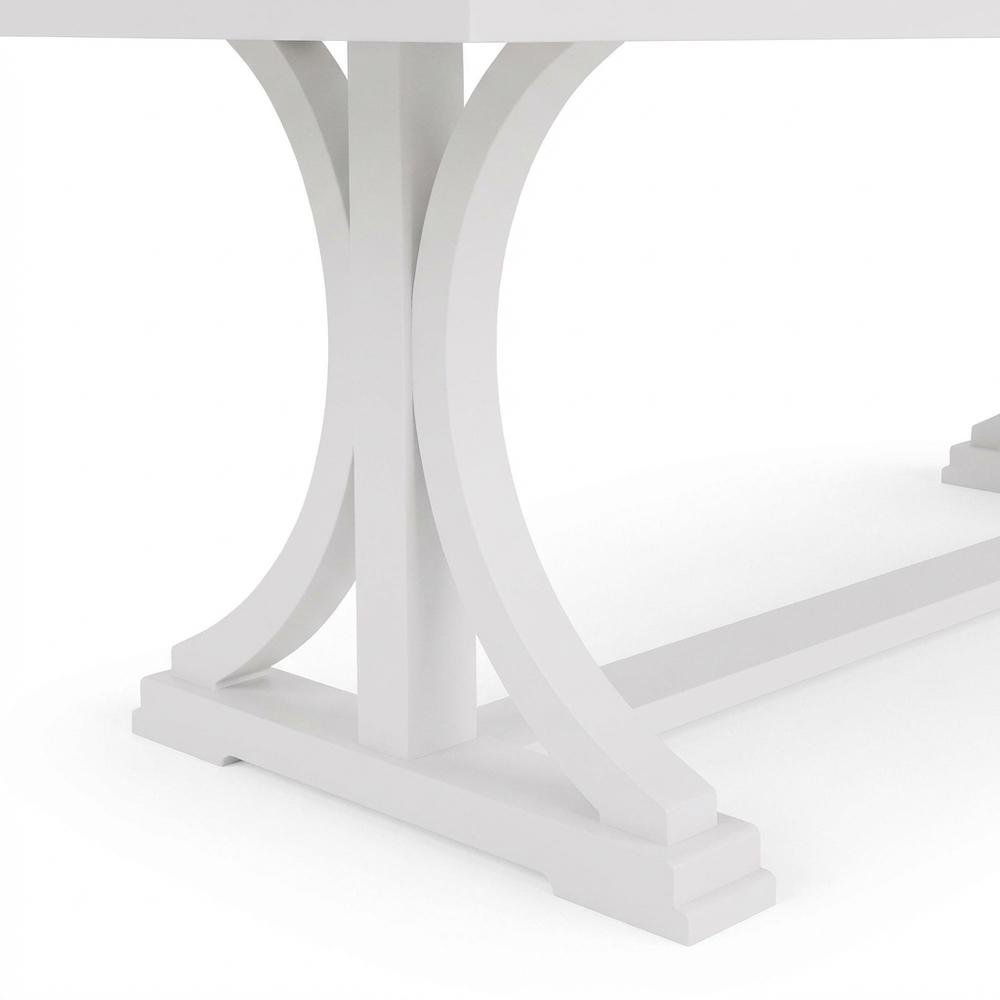 Beige Farmhouse Dining Table for 6, Wooden Trestle Kitchen Table