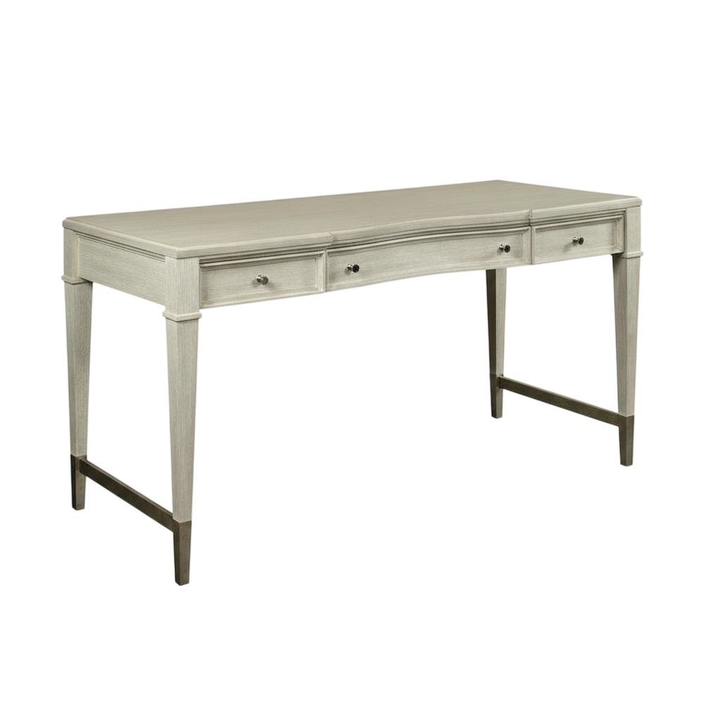 Executive Wood Desk with 3 Drawers – Traditional Office Desk in Brown Finish
