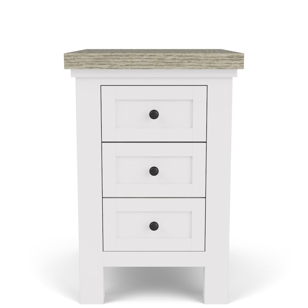 Beige Wooden 3 Drawer End Table Nightstand with Drawers Bedside Table