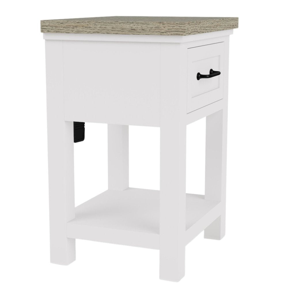Wood Nightstand with Drawer – Beige End Table Bedroom Accent Storage