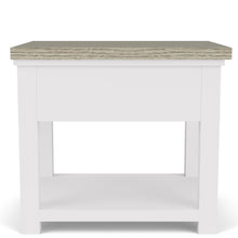 Beige Farmhouse End Table Living Room Sofa Side Table Wood Furniture