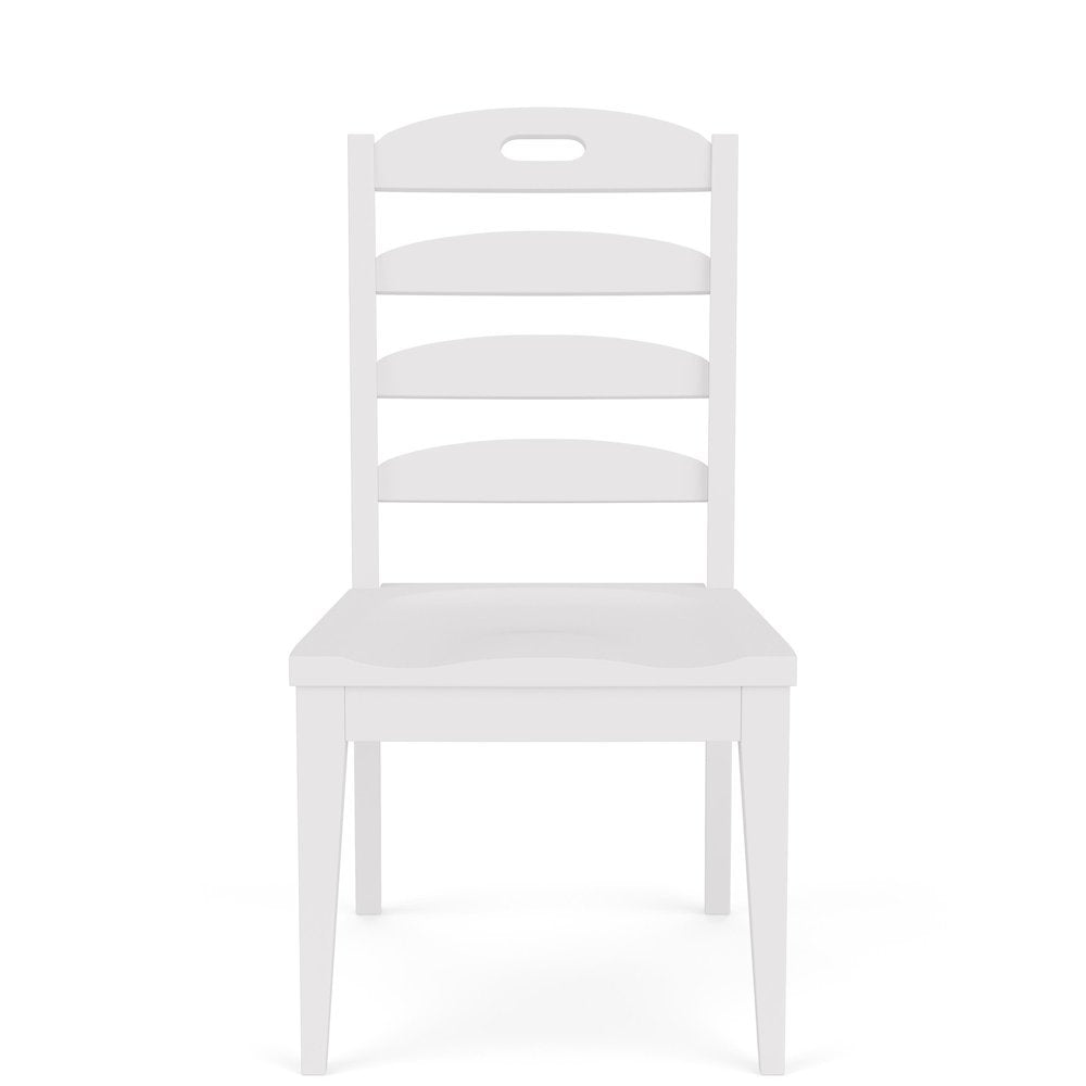 White Wooden Dining Chairs Set of 2 – Ladder Back Kitchen Seating